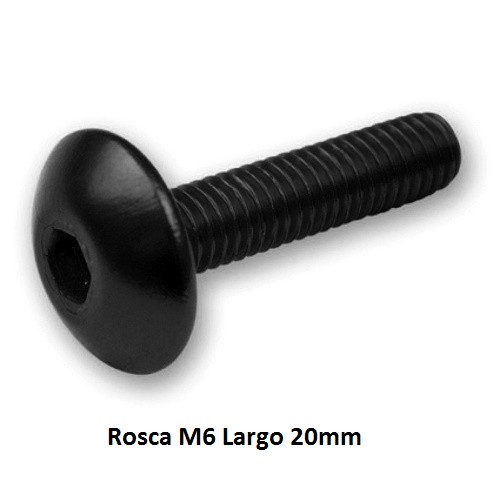 TORNILLO ALUMINIO M6x20 CABEZA PLANA 6 unidades NEGRO