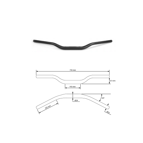 MANILLAR CONICO Dia.29/22mm x 40 de alto. PUIG negro