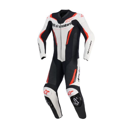 MONO ALPINESTARS GP FORCE V2 1 PIEZA BLANCO, NEGRO Y ROJO FLUO