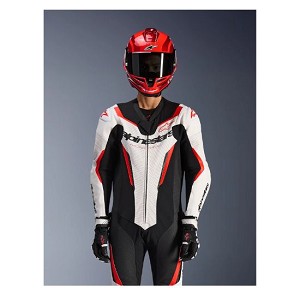 MONO ALPINESTARS GP FORCE V2 1 PIEZA BLANCO, NEGRO Y ROJO FLUO