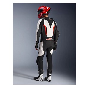 MONO ALPINESTARS GP FORCE V2 1 PIEZA BLANCO, NEGRO Y ROJO FLUO