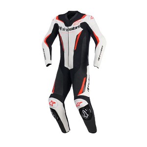 MONO ALPINESTARS GP FORCE V2 1 PIEZA BLANCO, NEGRO Y ROJO FLUO