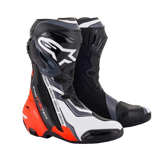 BOTAS ALPINESTARS SUPERTECH R NEGRA, BLANCA Y ROJO FLUO