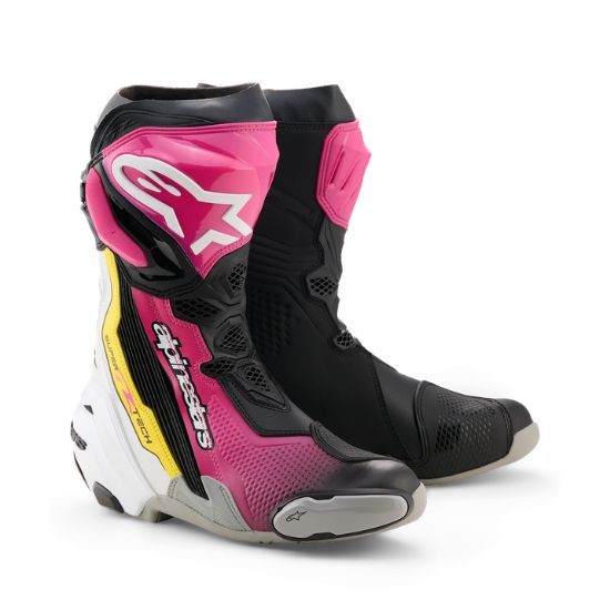 BOTAS ALPINESTARS SUPERTECH R NEGRA, MAGENTA, BLANCA Y AMARILLA