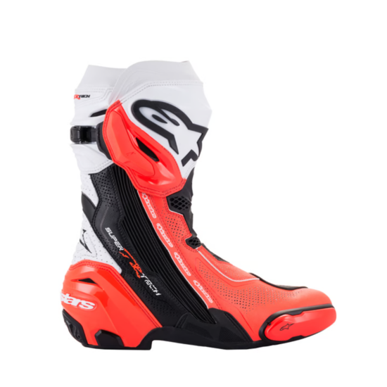 BOTAS ALPINESTARS SUPERTECH R VENTED NEGRA, BLANCA Y ROJO FLUO