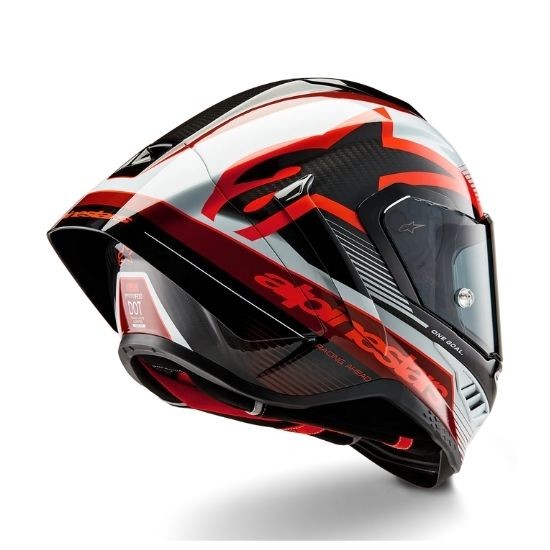 CASCO ALPINESTARS SUPERTECH R10 TEAM NEGRO CARBONO ROJO BLANCO