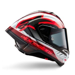 CASCO ALPINESTARS SUPERTECH R10 TEAM NEGRO CARBONO ROJO BLANCO