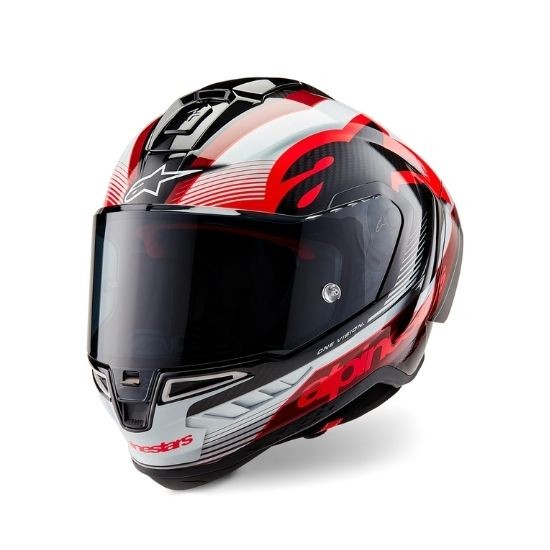 CASCO ALPINESTARS SUPERTECH R10 TEAM NEGRO CARBONO ROJO BLANCO