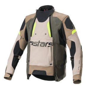 CHAQUETA ALPINESTARS HALO DRYSTAR CAQUI OSCURA Y AMARILLO FLUOR