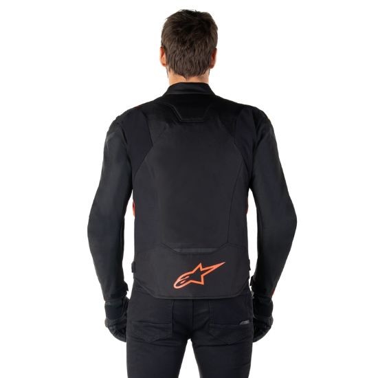 CHAQUETA ALPINESTARS IMPERMEABLE T-JAWS V4 NEGRA Y ROJO FLUOR
