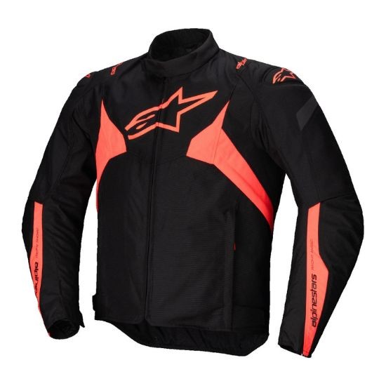 CHAQUETA ALPINESTARS IMPERMEABLE T-JAWS V4 NEGRA Y ROJO FLUOR
