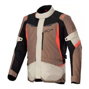 CHAQUETA ALPINESTARS ST-1 WP CAQUI OSCURO, ARENA, NEGRA Y ROJO FLUO