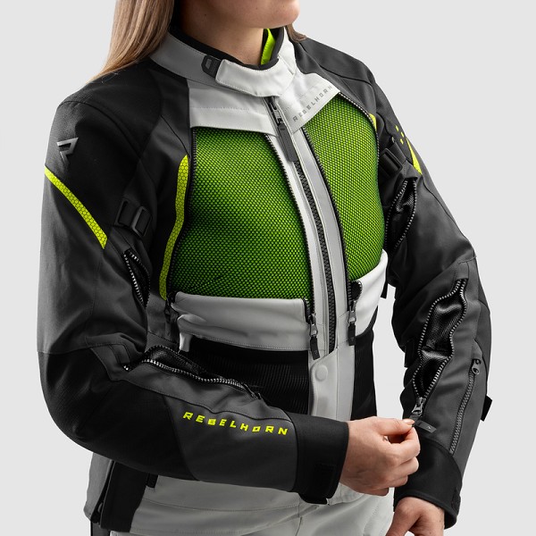 CHAQUETA REBELHORN HARDY 3.0 CHICA NEGRA, GRIS Y AMARILLO