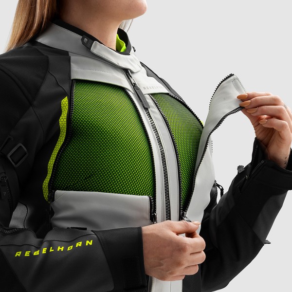 CHAQUETA REBELHORN HARDY 3.0 CHICA NEGRA, GRIS Y AMARILLO
