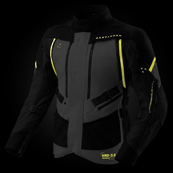 CHAQUETA REBELHORN HARDY 3.0 NEGRA, GRIS Y FLUOR