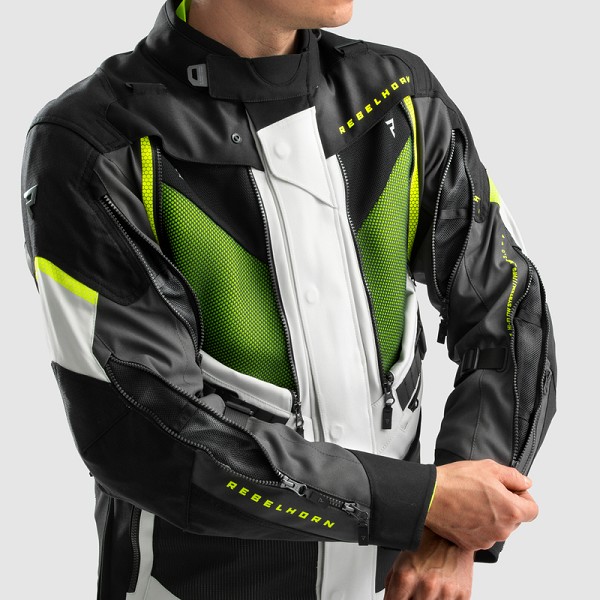 CHAQUETA REBELHORN HARDY 3.0 NEGRA, GRIS Y FLUOR