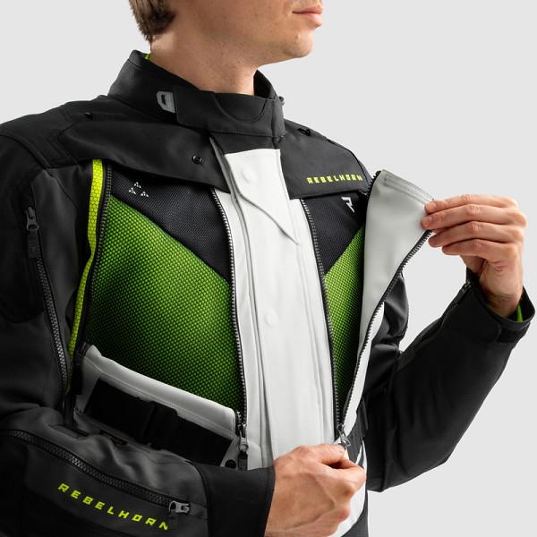 CHAQUETA REBELHORN HARDY 3.0 NEGRA, GRIS Y FLUOR