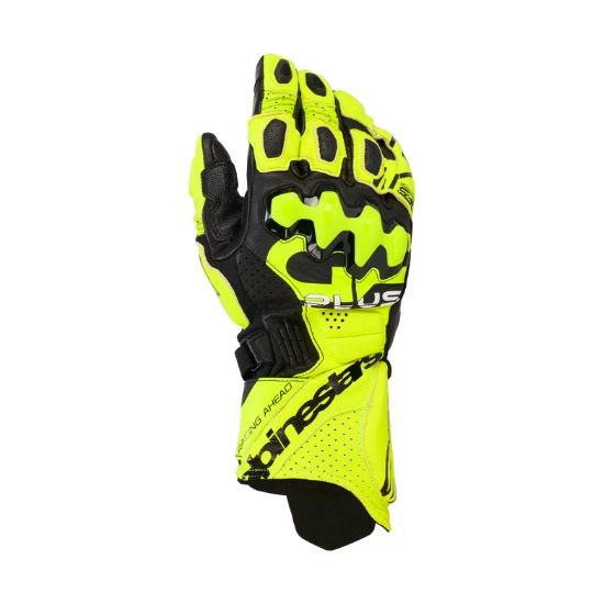 GUANTES ALPINESTARS DE CUERO GP PLUS R V3 AMARILLO FLUO Y NEGRO