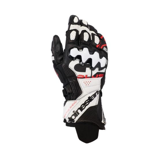GUANTES ALPINESTARS DE CUERO GP PLUS R V3 NEGRO, BLANCO Y ROJO FLUOR