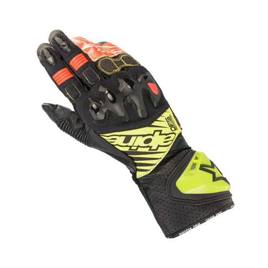 GUANTES ALPINESTARS GP TECH V2 NEGROS, AMARILLO FLUO Y ROJO FLUO