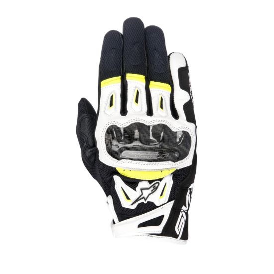 GUANTES ALPINESTARS SMX-2 AIR CARBON V2 NEGRO, BLANCO Y AMARILLO