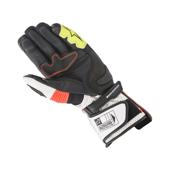 GUANTES ALPINESTARS SP-2 V3 BLANCO, ROJO FLUO Y NEGRO