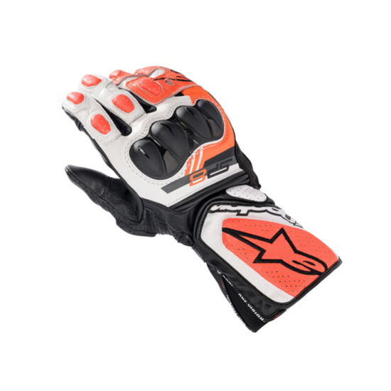 GUANTES ALPINESTARS SP-8 V3 NEGRO, BLANCO Y ROJO FLUO