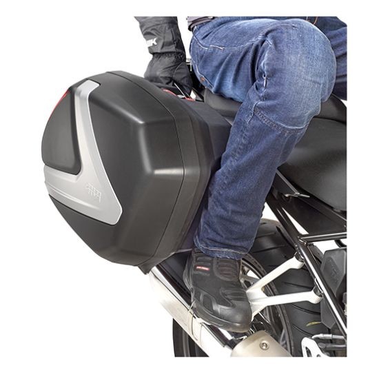 JUEGO MALETAS LATERALES GIVI NEGRAS CON FRANJAS EN ALUMINIO ANODIZADO REFLEX TRANSPARENTE