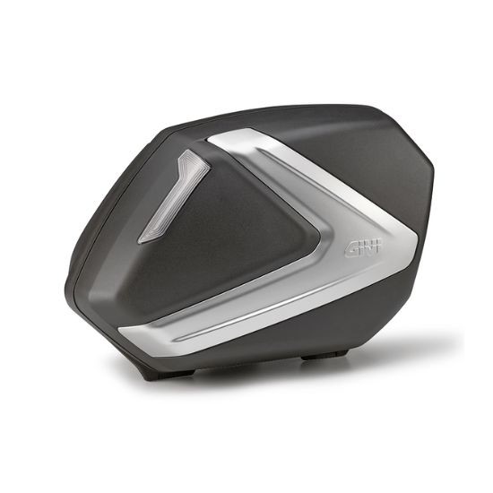 JUEGO MALETAS LATERALES GIVI NEGRAS CON FRANJAS EN ALUMINIO ANODIZADO REFLEX TRANSPARENTE