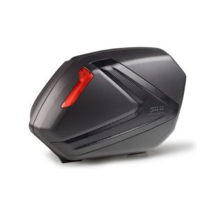 JUEGO MALETAS LATERALES GIVI NEGRAS CON FRANJAS EN EFECTO CARBONO Y REFLEX ROJO