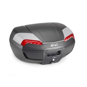 MALETA GIVI E46 RIVIERA NEGRO ACABADOS EN GRIS REFLEX ROJOS 46L