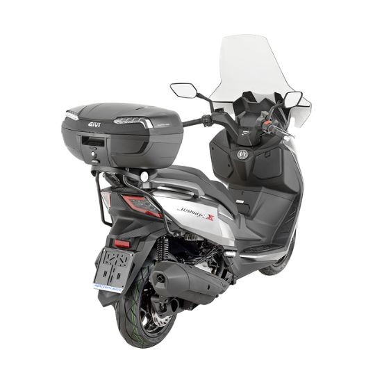 MALETA GIVI E46 RIVIERA NEGRO ACABADOS EN GRIS REFLEX TRANSPARENTES 46L