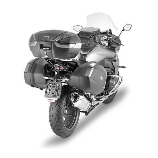 MALETA GIVI V47 NEGRO BASE CON CUBRETAPA CARBON LOOK REFEX TRANSPARENTE