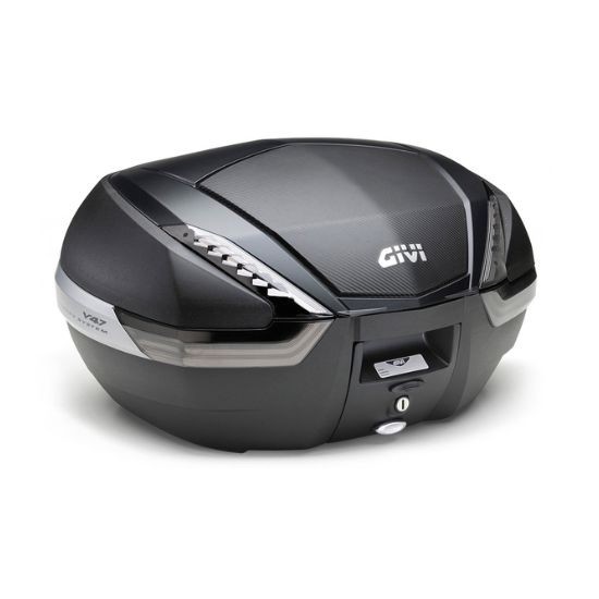 MALETA GIVI V47 NEGRO BASE CON CUBRETAPA CARBON LOOK REFEX TRANSPARENTE