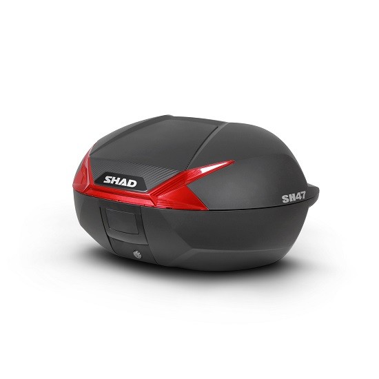 MALETA SHAD SH47 TAPA CARBONO CATADRIOPTICO ROJO