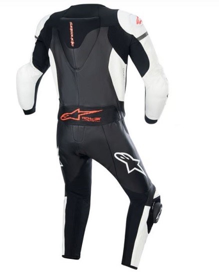 MONO ALPINESTARS GP FORCE LURV 2PC NEGRO, BLANCO Y ROJO FLUO