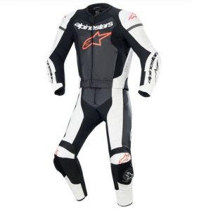 MONO ALPINESTARS GP FORCE LURV 2PC NEGRO, BLANCO Y ROJO FLUO