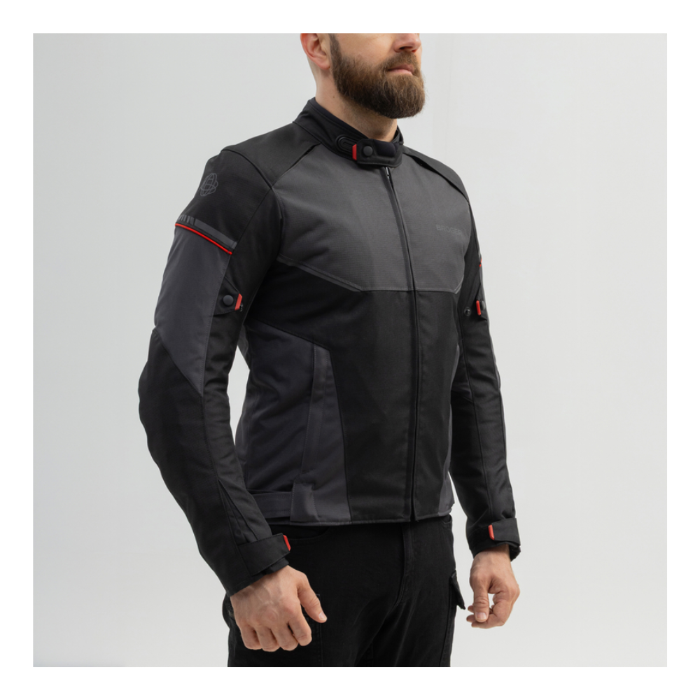 CHAQUETA BROGER GRID GRIS Y ROJA - Imagen 3
