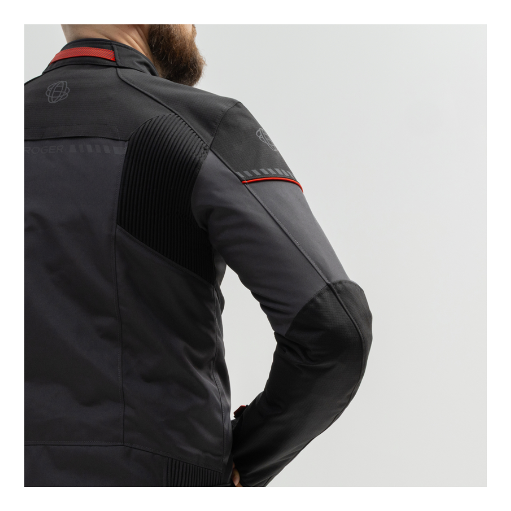 CHAQUETA BROGER GRID GRIS Y ROJA - Imagen 8